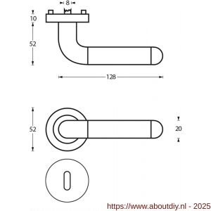 Intersteel 1683 deurkruk Agatha op rozet verdekt diameter 52x10 mm met nokken en sleutelrozetten chroom-nikkel mat - A26004846 - afbeelding 2