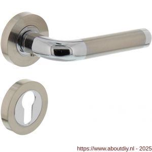 Intersteel 1683 deurkruk Agatha op rozet verdekt diameter 52x10 mm met nokken en cilinderrozetten chroom-nikkel mat - A26004847 - afbeelding 1