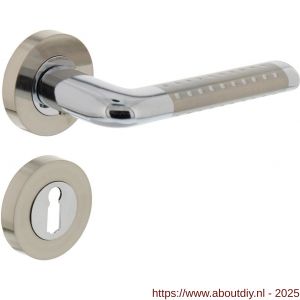 Intersteel 1684 deurkruk Marion op rozet verdekt diameter 52x10 mm met nokken en sleutelrozetten chroom-nikkel mat - A26004871 - afbeelding 1