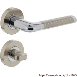 Intersteel 1684 deurkruk Marion op rozet verdekt diameter 52x10 mm met nokken en WC-sluiting met stift 8x8 mm chroom-nikkel mat - A26004873 - afbeelding 1