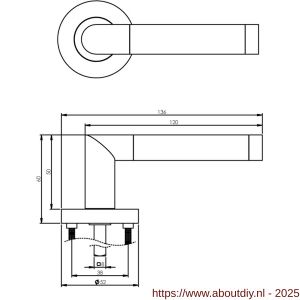 Intersteel Living 1685 deurkruk Nicol op rozet verdekt diameter 52x10 mm met nokken chroom-nikkel mat - A26001659 - afbeelding 2