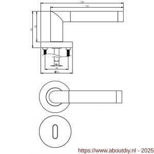 Intersteel 1685 deurkruk Nicol op rozet verdekt diameter 52x10 mm met nokken en sleutelrozetten chroom-nikkel mat - A26004883 - afbeelding 2