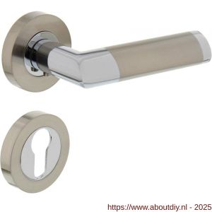 Intersteel 1685 deurkruk Nicol op rozet verdekt diameter 52x10 mm met nokken en cilinderrozetten chroom-nikkel mat - A26004884 - afbeelding 1