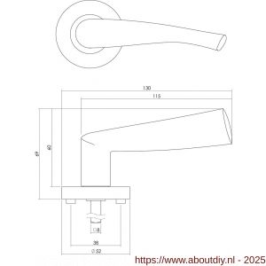 Intersteel 1687 deurkruk Giussy op rozet verdekt diameter 52x10 mm met nokken en sleutelrozetten nikkel mat - A26004893 - afbeelding 2