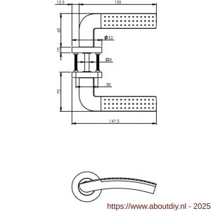 Intersteel Living 1688 deurkruk Sharon op rozet verdekt diameter 52x10 mm met nokken chroom-nikkel mat - A26000403 - afbeelding 2