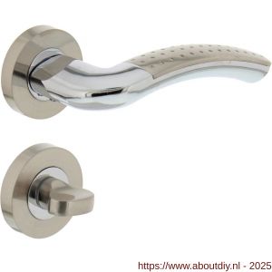 Intersteel 1688 deurkruk Sharon op rozet verdekt diameter 52x10 mm met nokken en WC-sluiting met stift 8x8 mm chroom-nikkel mat - A26004901 - afbeelding 1