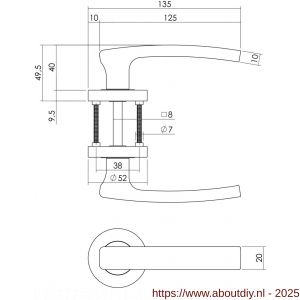 Intersteel 1689 deurkruk Blok op rozet verdekt diameter 52x10 mm met nokken en sleutelrozetten chroom-nikkel mat - A26004904 - afbeelding 2