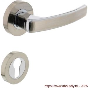 Intersteel 1689 deurkruk Blok op rozet verdekt diameter 52x10 mm met nokken en cilinderrozetten chroom-nikkel mat - A26004905 - afbeelding 1