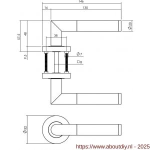 Intersteel 1693 deurkruk gatdeel links Bastian op rozet verdekt diameter 52x10 mm met nokken chroom-nikkel mat - A26001161 - afbeelding 2
