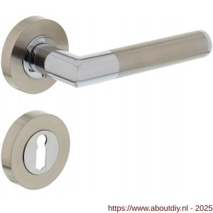 Intersteel 1693 deurkruk Bastian op rozet verdekt diameter 52x10 mm met nokken en sleutelrozetten chroom-nikkel mat - A26004911 - afbeelding 1