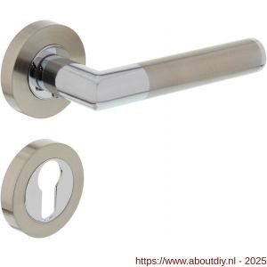 Intersteel 1693 deurkruk Bastian op rozet verdekt diameter 52x10 mm met nokken en cilinderrozetten chroom-nikkel mat - A26004912 - afbeelding 1