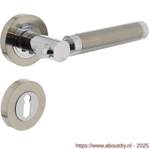 Intersteel 1698 deurkruk Birgit op rozet verdekt diameter 52x10 mm met nokken en sleutelrozetten chroom-nikkel mat - A26004931 - afbeelding 1