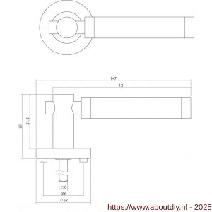 Intersteel 1698 deurkruk Birgit op rozet verdekt diameter 52x10 mm met nokken en cilinderrozetten chroom-nikkel mat - A26004932 - afbeelding 2