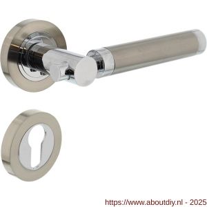 Intersteel 1698 deurkruk Birgit op rozet verdekt diameter 52x10 mm met nokken en cilinderrozetten chroom-nikkel mat - A26004932 - afbeelding 1