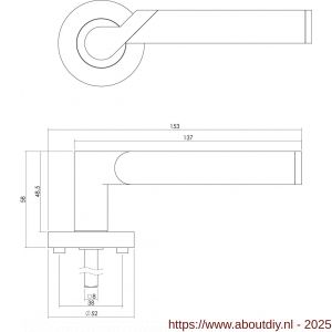 Intersteel 1701 deurkruk Casper op rozet verdekt diameter 52x10 mm met nokken en cilinderrozetten chroom-nikkel mat - A26004939 - afbeelding 2
