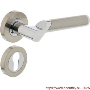 Intersteel 1701 deurkruk Casper op rozet verdekt diameter 52x10 mm met nokken en cilinderrozetten chroom-nikkel mat - A26004939 - afbeelding 1