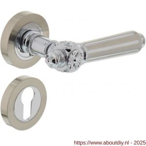 Intersteel 1716 deurkruk Julietta op rozet verdekt diameter 52x10 mm met nokken en cilinderrozetten chroom-nikkel mat - A26004979 - afbeelding 1