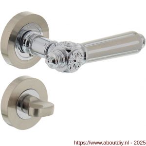 Intersteel 1716 deurkruk Julietta op rozet verdekt diameter 52x10 mm met nokken en WC-sluiting met stift 8x8 mm chroom-nikkel mat - A26004981 - afbeelding 1