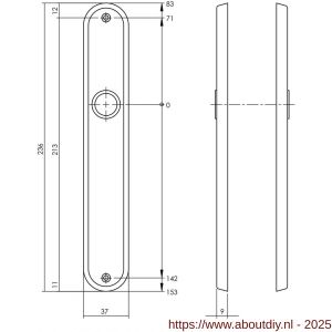 Intersteel 2530 langschild ovaal 236x37x9 mm blind chroom - A26007647 - afbeelding 2