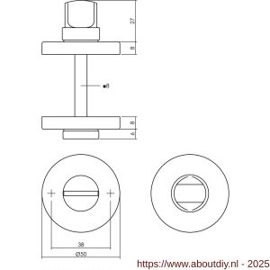 Intersteel Living 3156 WC-sluiting verdekt diameter 50x8 mm met stift 8x8 mm chroom - A26007625 - afbeelding 2