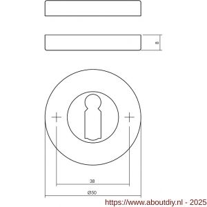 Intersteel Living 3156 sleutelrozetten verdekt diameter 50x8 mm chroom - A26011113 - afbeelding 2