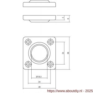 Intersteel 3183 rozetten 38x38x5 mm chroom - A26002428 - afbeelding 2
