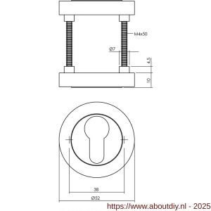 Intersteel Living 3476 cilinderrozetten verdekt diameter 52x10 mm met nokken chroom-nikkel mat - A26011006 - afbeelding 2