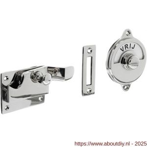 Intersteel Living 3700 WC-overslag met bocht en tekst Vrij-Bezet chroom - A26008037 - afbeelding 1
