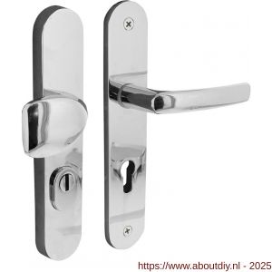 Intersteel Living 3830 voordeurbeslag Ovaal 246x48 mm greep-kruk profielcilindergat 72 mm met kerntrekbeveiliging chroom - A26010217 - afbeelding 1