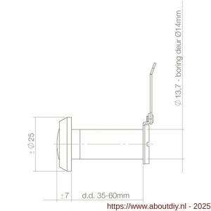 Intersteel Living 4055 deurspion 180 graden deurdikte 35-60 mm diameter 14 mm chroom - A26008044 - afbeelding 2