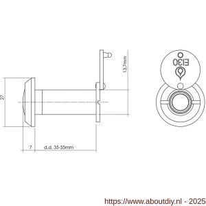Intersteel 4055 deurspion 200 graden deurdikte 35-55 mm 30 minuten brandwerend diameter 14 mm chroom - A26006713 - afbeelding 2
