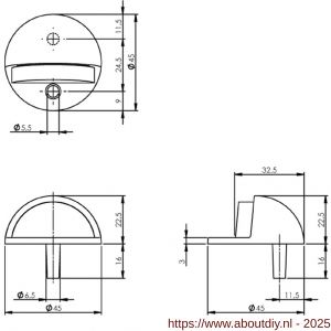 Intersteel Living 4420 deurstop bolrond diameter 45x22 mm vloermontage chroom - A26007395 - afbeelding 2