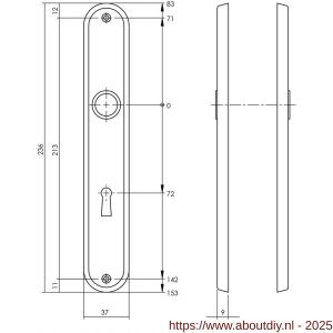 Intersteel 2530 langschild ovaal 236x37x9 mm sleutelgat 72 mm chroom mat - A26003225 - afbeelding 2