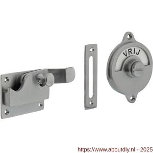 Intersteel Living 3700 WC-overslag met bocht en tekst Vrij-Bezet chroom mat - A26008073 - afbeelding 1