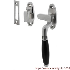 Intersteel Living 5614 raamsluiting Ton rechts met sluitplaat en sluithaak chroom mat-ebbenhout - A26008075 - afbeelding 1