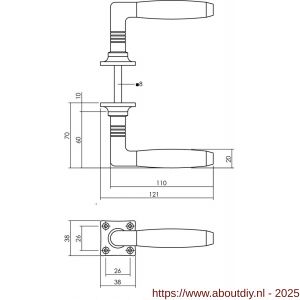 Intersteel Living 0237 set loopslot RVS met deurkruk Ton Basic op rozet 38x38 mm nikkel - A26011041 - afbeelding 2