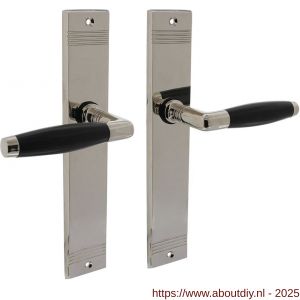 Intersteel 0238 deurkruk Ton Basic met schild rechthoekig met rillen 235x43 mm blind nikkel-ebbenhout - A26009092 - afbeelding 1