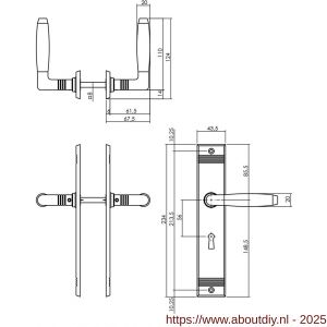 Intersteel Living 0238 deurkruk Ton Basic met schild rechthoekig met rillen 235x43 mm sleutelgat 56 mm nikkel-ebbenhout - A26009093 - afbeelding 2