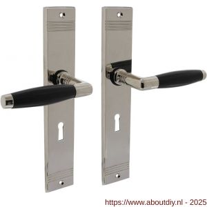Intersteel Living 0238 deurkruk Ton Basic met schild rechthoekig met rillen 235x43 mm sleutelgat 56 mm nikkel-ebbenhout - A26009093 - afbeelding 1
