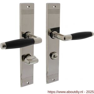 Intersteel Living 0238 deurkruk Ton Basic met schild rechthoekig met rillen 235x43 mm WC 63/8 mm nikkel-ebbenhout - A26009094 - afbeelding 1