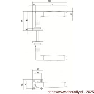 Intersteel Living 0376 deurkruk Ton Basic met rozet 38x38x6 mm nikkel-palissander - A26008081 - afbeelding 2
