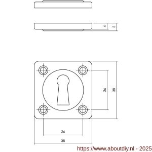 Intersteel Living 3183 sleutelrozetten 38x38x5 mm nikkel - A26011125 - afbeelding 2