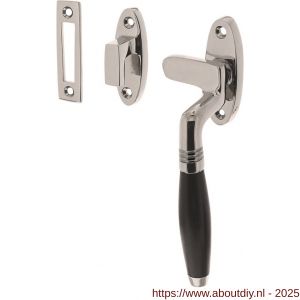 Intersteel Living 5614 raamsluiting Ton rechts met sluitplaat en sluithaak nikkel-ebbenhout - A26008091 - afbeelding 1