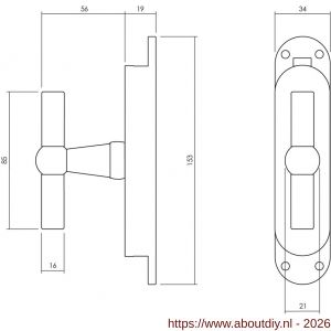 Intersteel Living 5620 set kruk-espagnolet T-kruk inclusief stangenset 2x 1250 mm vernikkeld - A26009334 - afbeelding 2