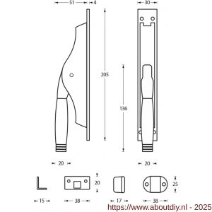 Intersteel 5620 pomp-espagnolet Ton 222 nikkel-ebbenhout - A26007253 - afbeelding 2