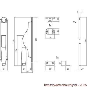 Intersteel Living 5620 set pomp-espagnolet Ton Basic inclusief stangenset 2x 1250 mm nikkel-ebbenhout - A26011033 - afbeelding 2