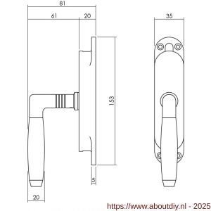 Intersteel Living 5620 set kruk-espagnolet links Ton 400 inclusief stangenset 2x 1250 mm nikkel-ebbenhout - A26009339 - afbeelding 2