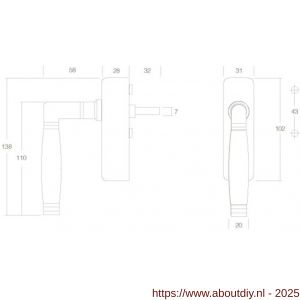 Intersteel Living 6616 raamkruk Ton 222 afsluitbaar op rechthoekige rozet nikkel - A26007723 - afbeelding 2