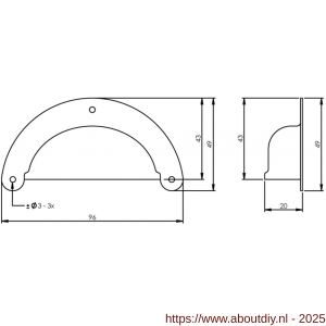 Intersteel Living 8810 schelpgreep komgreep geperst 96x43 mm vernikkeld - A26007839 - afbeelding 2
