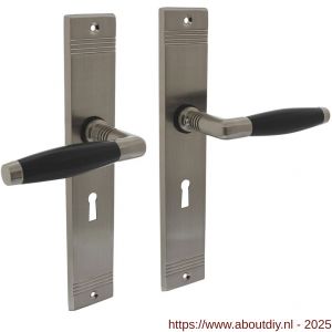 Intersteel 0238 deurkruk Ton Basic met schild rechthoekig met rillen 235x43 mm sleutelgat 56 mm nikkel mat-ebbenhout - A26009101 - afbeelding 1